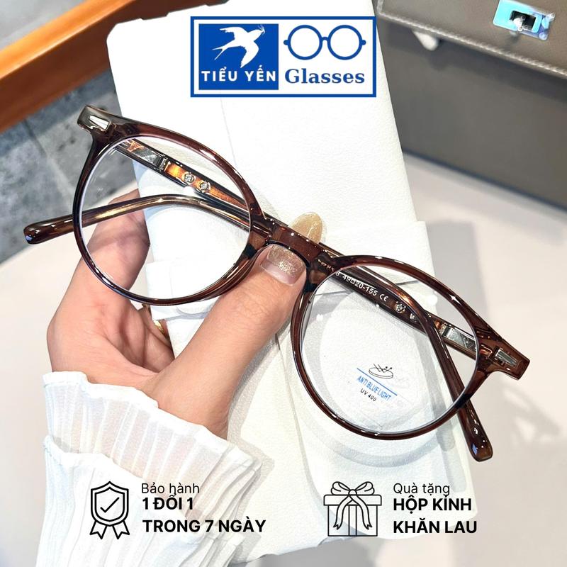 Mã 8008 - [TẶNG TRÒNG CẬN] Kính Cận Tròn Thời Trang Gọng Nhựa Lõi Kim Loại dày dặn, phù hợp với nam nữ mặt vừa và nhỏ, tròng kính chống UV/ASX