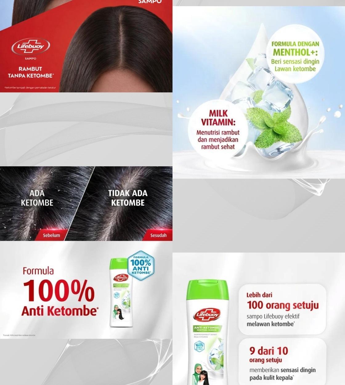 Lifebuoy Shampoo Anti Ketombe Menthol Dingin 340ml - Rambut Bebas Ketombe