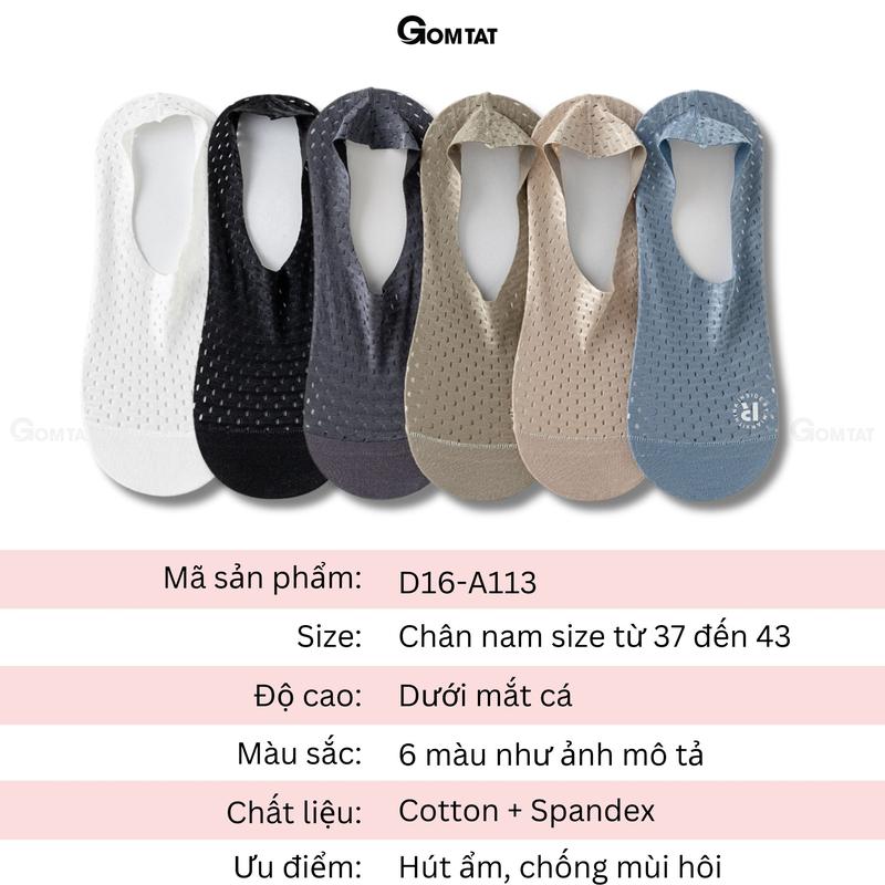 Product Introduction of Set 6 đôi tất đi giày lười nam cao cấp, vớ lười nam chất liệu sợi cotton mềm mịn, hút ẩm khử mùi, thoáng khí êm chân, Menswear - D16-A113 8
