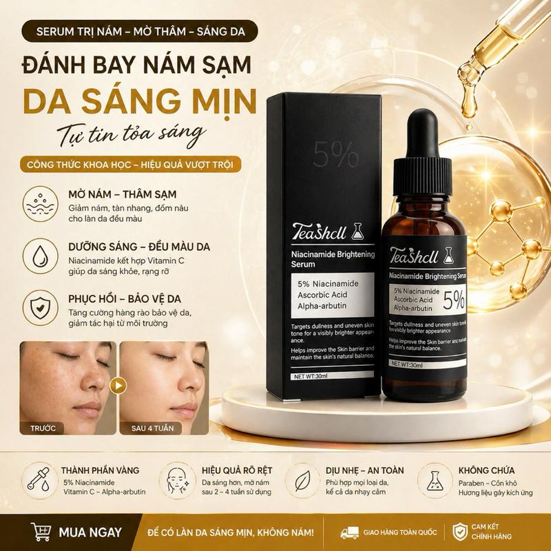 Serum Làm trắng da vỏ trà 5% Niacinamide & Alpha Arbutin 30ml - Fade Dark Spots