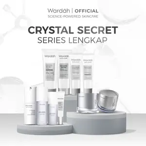 WARDAH Crystal Secret Series Lengkap - Menyamarkan Flek dan Bekas Jerawat, Perawatan Kulit Wajah Sebening Kristal, Skin Barrier, Dark Spot Corrector - Cleanser, Toner, Serum, Day & Night Moisturizer, Radiance Serum Mask - Skincare