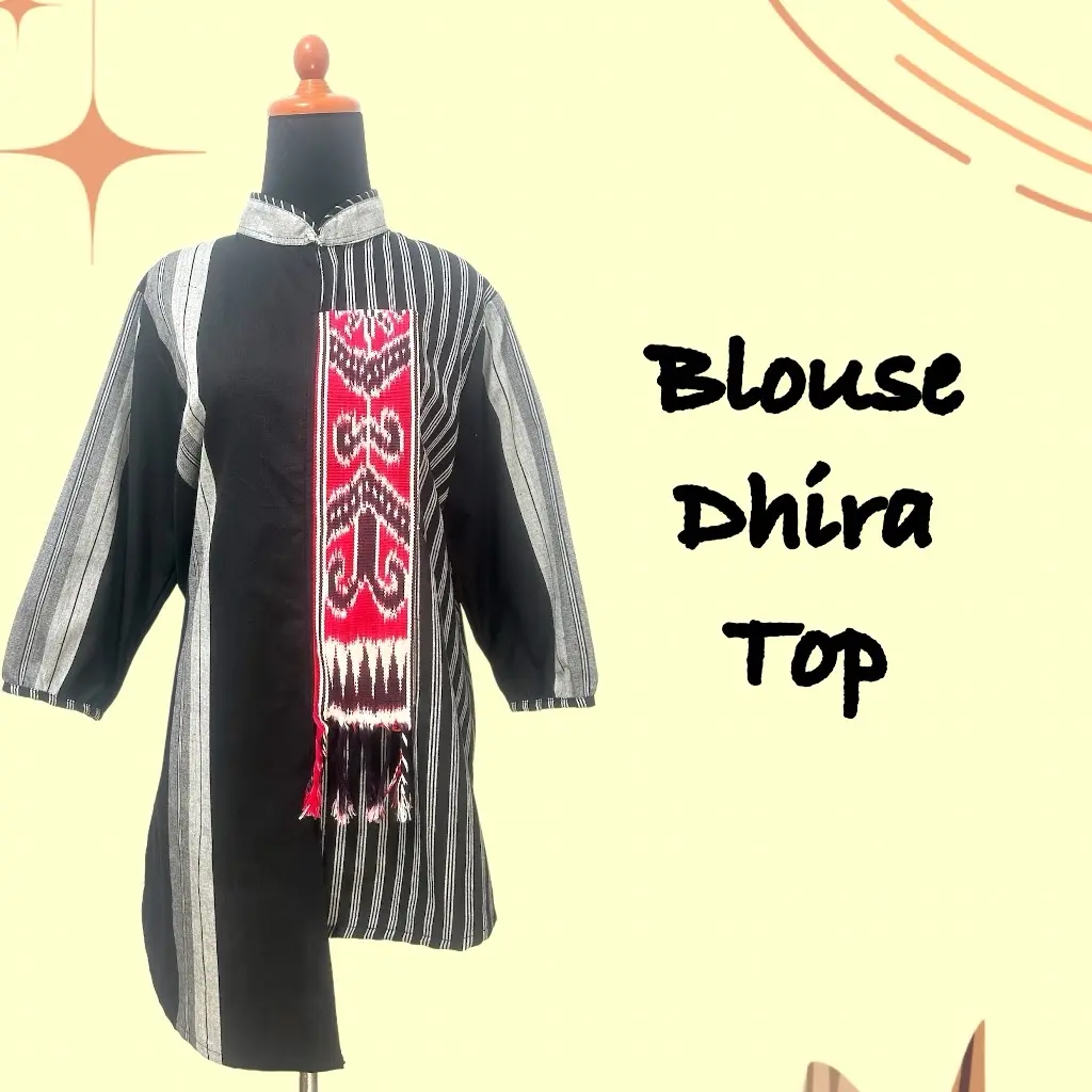 Lavanya Blouse Dhira Top Katun Lurik Tenun