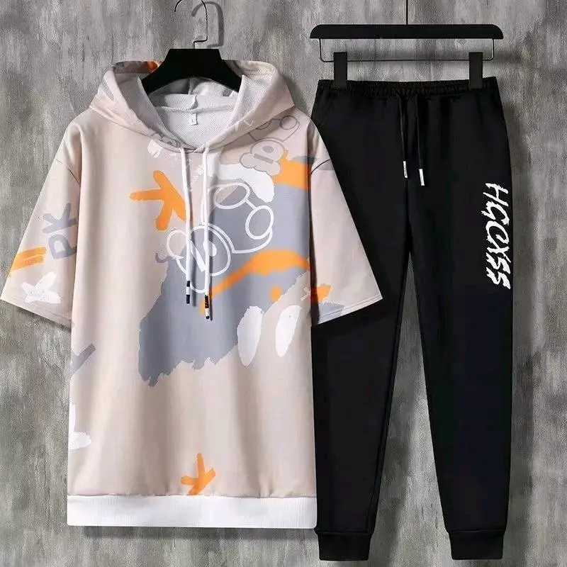 Bisa Cod/kaos distro cowok/Setelan Jogger Kp - Setelan Atasan Kaos Pria/1 set outfit cowok Celana Hoodie 4