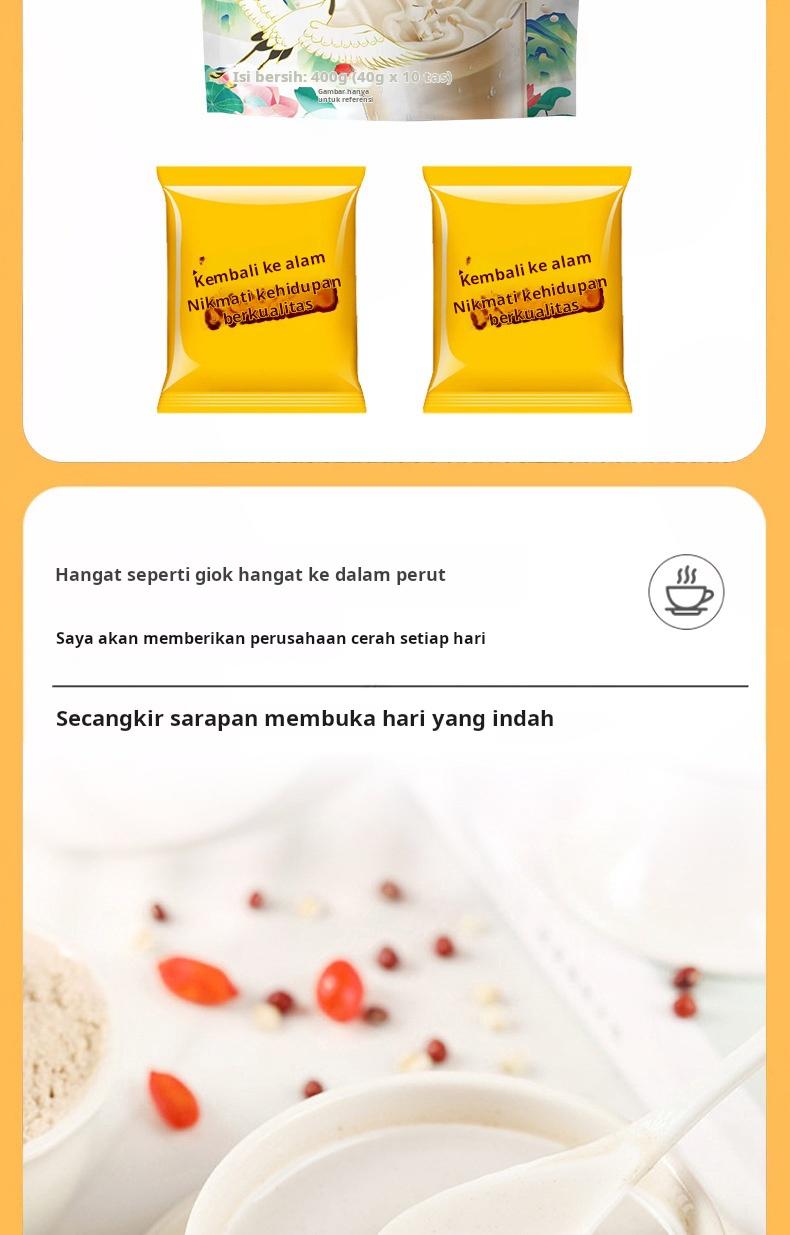 Bubur Ubi Cina, Akar Kudzu & Jelai 400g Rasa Original, Minuman Instan Sereal Gandum Utuh, Siap Konsumsi,Sarapan sehat rendah gula, pengganti makanan