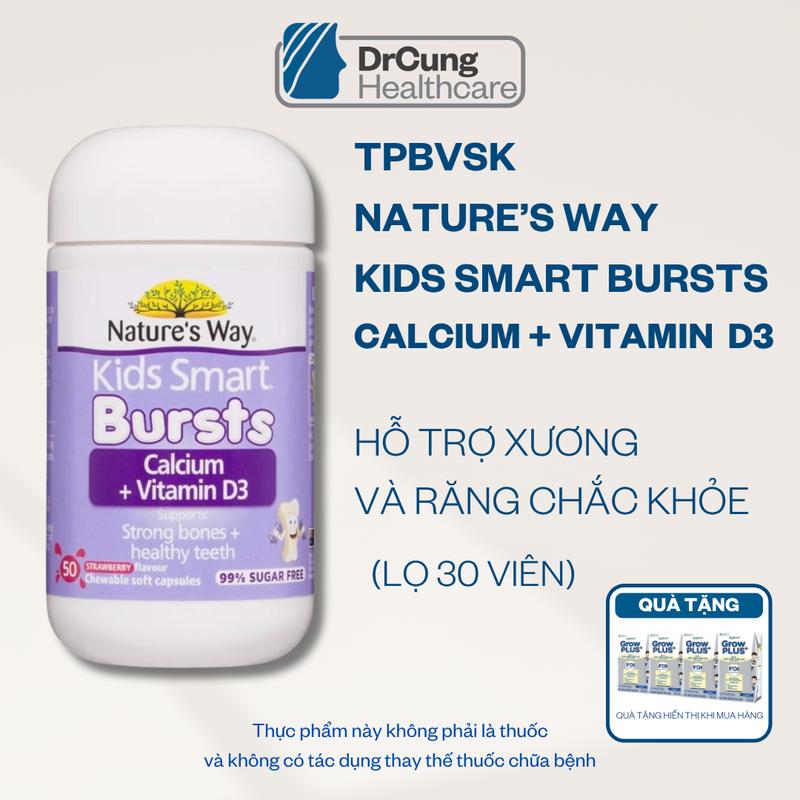  TPBVSK Nature's Way Kids Smart Bursts Calcium+Vitamin D3 Lọ 50 viên - Bổ sung canxi và vitamin D3 dành cho trẻ- Hộp 50 viên TẶNG 1 VỈ SỮA GROW PLUS BẠC 110ML  4 HỘP  