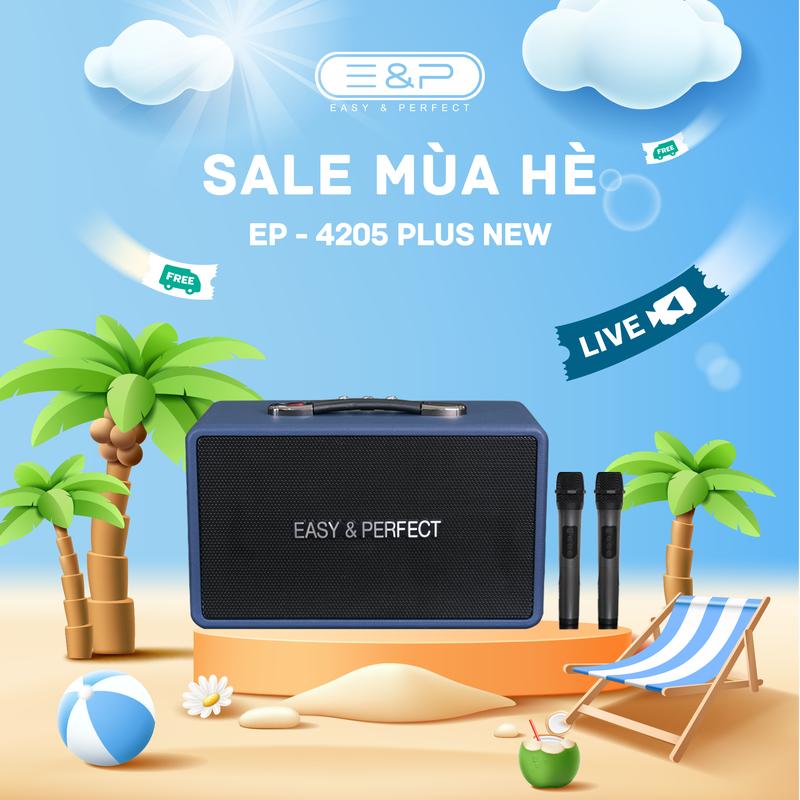 E&P X KOL Loa karaoke bluetooth EP-4205 PLUS NEW PHIÊN BẢN NÂNG CẤP Kèm 2 Micro Cao Cấp Chống Hú Hát Karaoke Cực Hay Quai Da Chắc Chắn Chính Hãng BH 12 Tháng Nghe Nhạc Củ Loa
