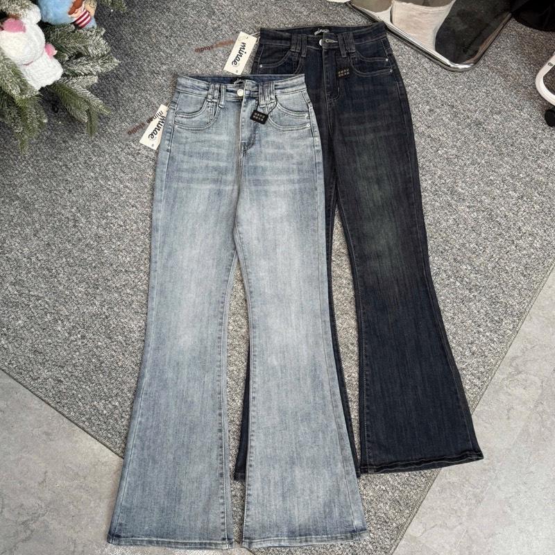 MINAE STUDIO Quần Jean Loe Co Giãn Dây Săn 3 Túi Kiểu Vải Xước Dày Dặn