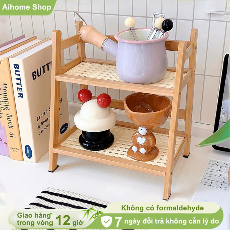 AI Kệ để đồ trên bàn Giá kệ lưu trữ tổ chức trên bàn Kệ sách 2 tầng kệ đựng cốc
