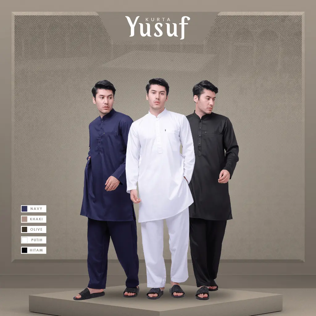 Setelan Kurta Pria Dewasa Terbaru Katun Toyobo Pakistan Premium Yusuf - Size S-3XL -  Baju Keren Casual Setelan Pakistan Pria Kekinian 2024 Arab Pria | FREE PECI DAN TASBIH | Kain Nyaman Kancing Kerah Panjang Tangan Pendek Formal