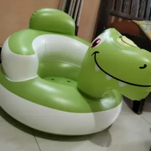Sofa Kursi Makan Bayi belajar duduk Model Tiup balon Baby Chair Model Tiup Bebek Dengan Music Musik Cewek Cowok Bayi Dudukan Putih Unisex