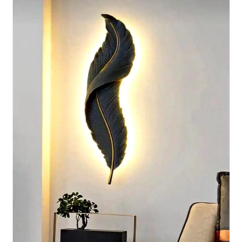 Lampu LED Woldecor Hiyasan Dinding Motif Bulu Angsa