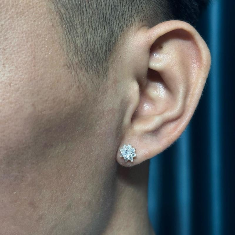 Khuyên tai hoa 8 cánh đính đá lấp lánh chất liệu bạc 925 Hiphinh Jewelry HJ06 7
