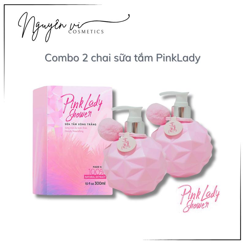 Combo 2 chai Sữa tắm xông trắng Pink Lady-Dưỡng ẩm và làm mịn da Dưỡng Da Body