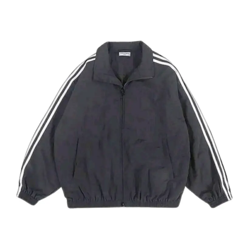 jaket & mantel Jaket Track Distro Windbreaker Parasut Shoft - Pria Waterproof Casual Keren Simple varsity jacket outfits bomber vintage Nyaman Outdoor premium Hitam Sporty twist perasut 4