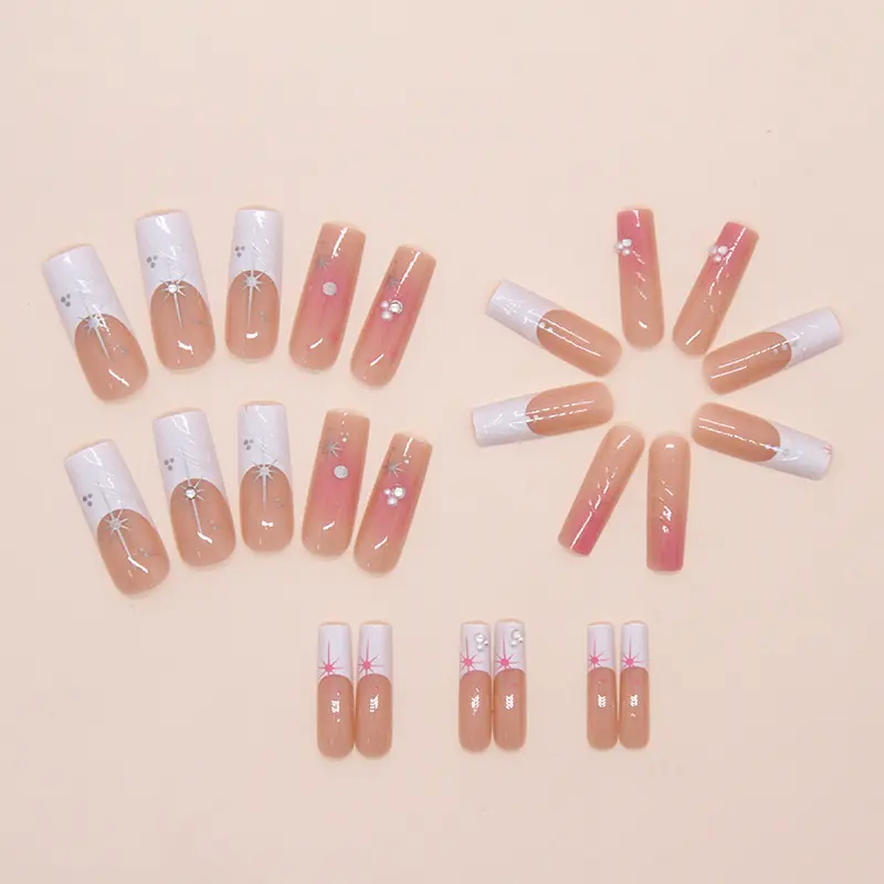Kuku Palsu Extension 24pcs Nails / Kuku  Palsu Motif Free Lem Cair Kuku panjang 7