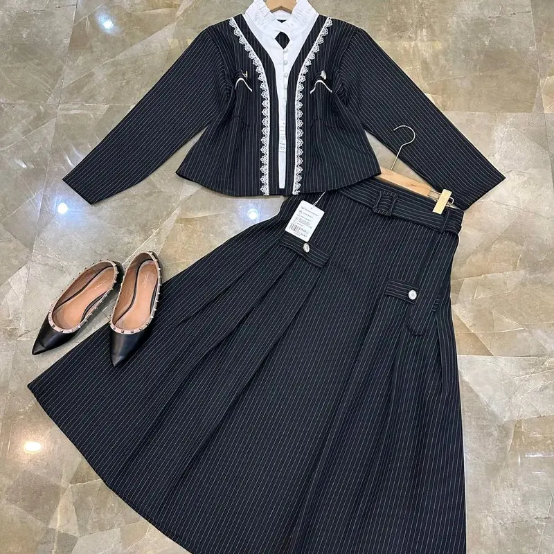one set moana  salur baju rok setelan wanita muslim lengan panjang mewah premium korean style Dewasa Remaja (free belt) Casual Katun Casual Dress Simple 5