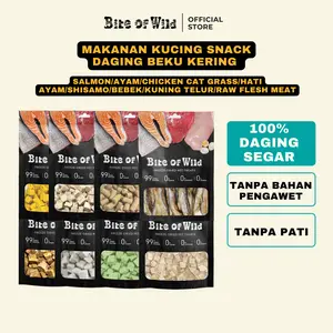 Bite Of Wild Daging Beku-Kering 40g - Rasa Ayam/Salmon/Bebek/Catnip/Hati Ayam/Kuning Telur/Daging Segar, Tanpa pengawet dan cocok untuk segala usia