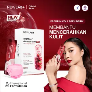 [FREE GIFT New Launch] NEWLAB Brightlogy GlutaColl-5500 - PRO Collagen Glutathione Drink | S-Acetyl-L-Glutathione | Membantu kulit lebih  cerah  &  sehat |14 - 28 Sachet