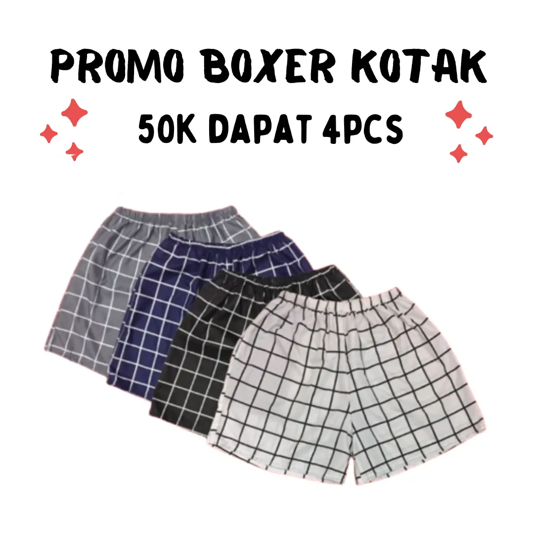 Paket 30 Ribu Dapat 3 Celana Pendek Kotak Boxer Tartan Distro Harian Katun Motif