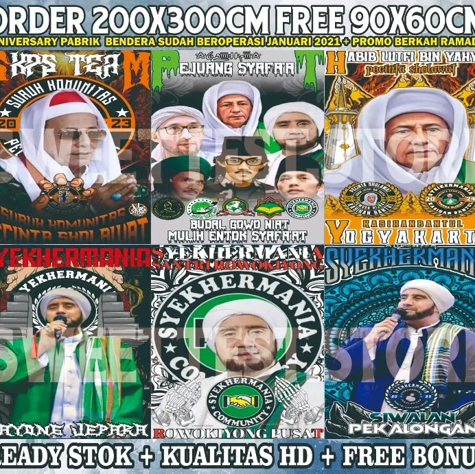 BENDERA GUS IQDAM 200X300 1 HARI JADI TANPA PREE ORDER BONUS STIKER BAHAN RINGAN AWET TIDAK LUNTUR 5