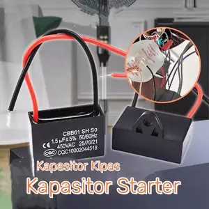 Kapasitor Start Universal 1/3 untuk Kipas/Blower/Motor - Tanpa Polaritas, Meningkatkan Kecepatan--xam