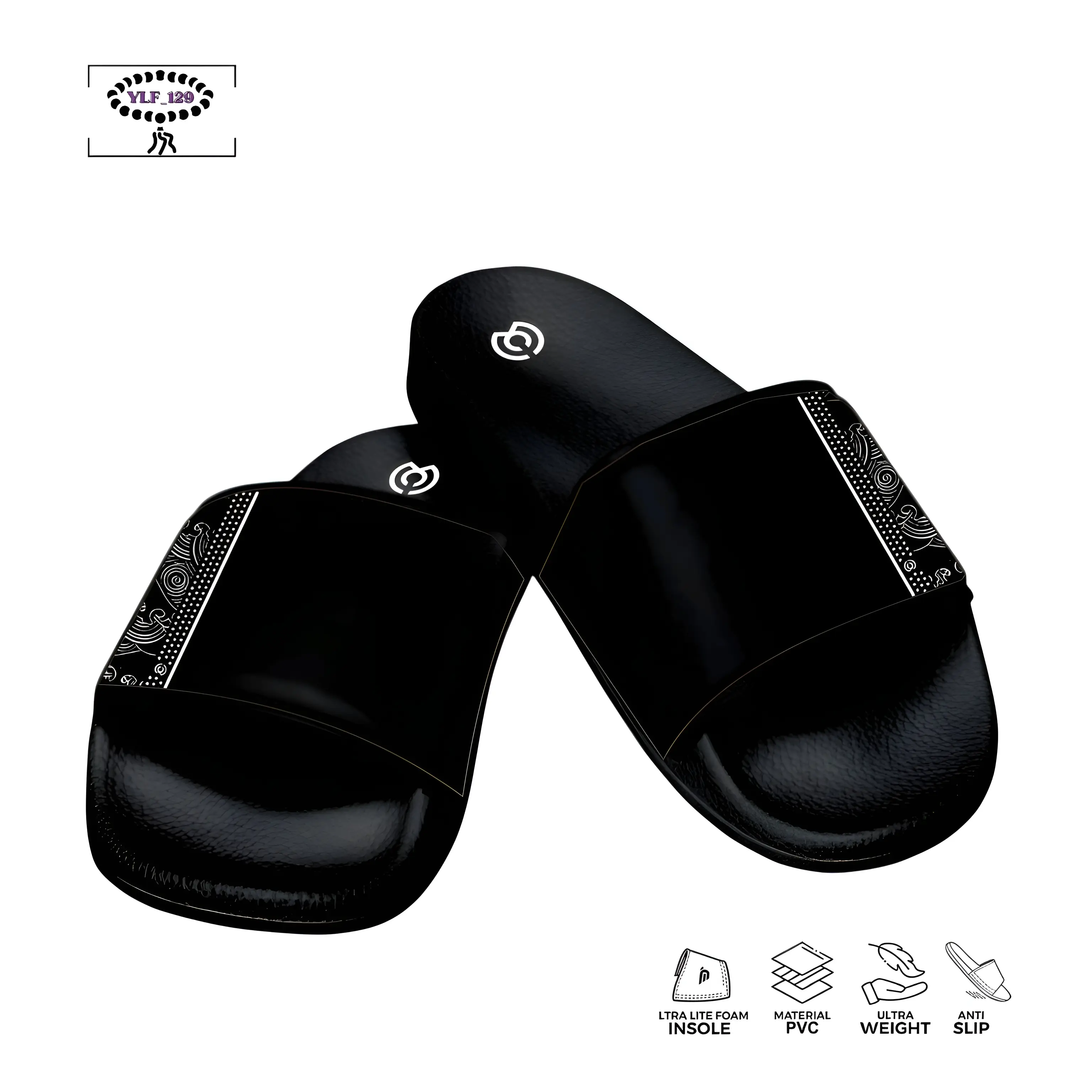 YLF129 - BT004 BLACK - Promo Sandal Slop Slip On Distro Casual Pria Wanita Dewasa Shoes Sendal Karet Selop Black Hitam
