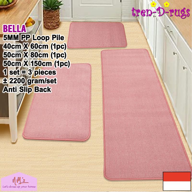 Product Introduction of Tren-D-rugs Keset kaki alas lantai kamar tidur ruang tamu koridor panjang lorong runner kitchen mat polos anti slip murah 1 set isi 3 pcs - NMs 17