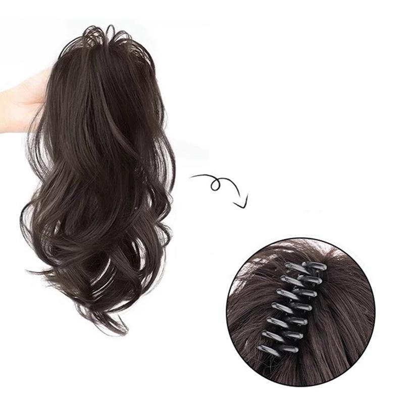 High Ponytail Wig Curly Ponytail Hair With Claw Clip Straight Ponytail Bun Wig Hairpieces For Women 5
