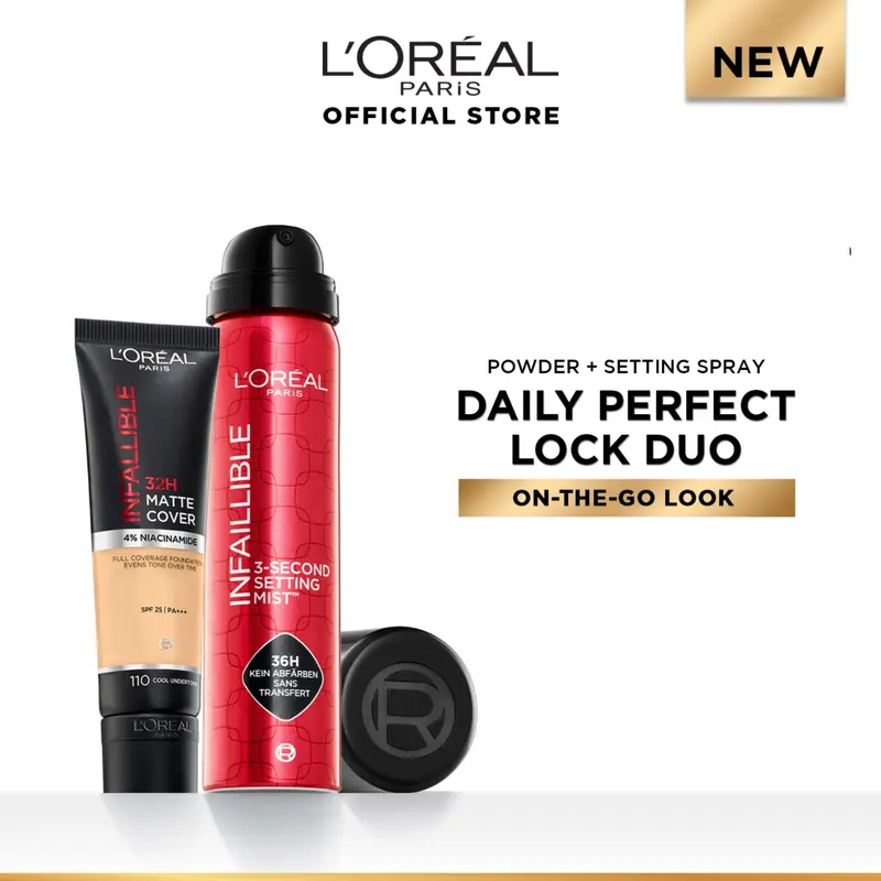 [PAKET HEMAT] L'Oreal Paris Infallible 32H Matte Cover Foundation + Setting Spray 0