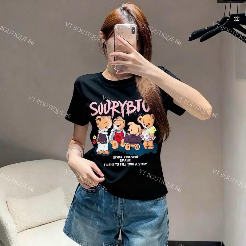  áo thun nữ in cao cấp hình Gia Đình Gấu hoạt hình phom ÔM VỪA dễ thương dưới 58kg  VT BOUTIQUE 86  