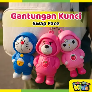 Gantungan Kunci Mainan Boneka Berubah Wajah Face Swap Gantungan Handphone Botol Minum Liontin Tas Ransel Hadiah Sovenir Edukasi Anak Sekolah Pop It Puzzle Kartun Lucu Nailong Dino Kuromi Labubu