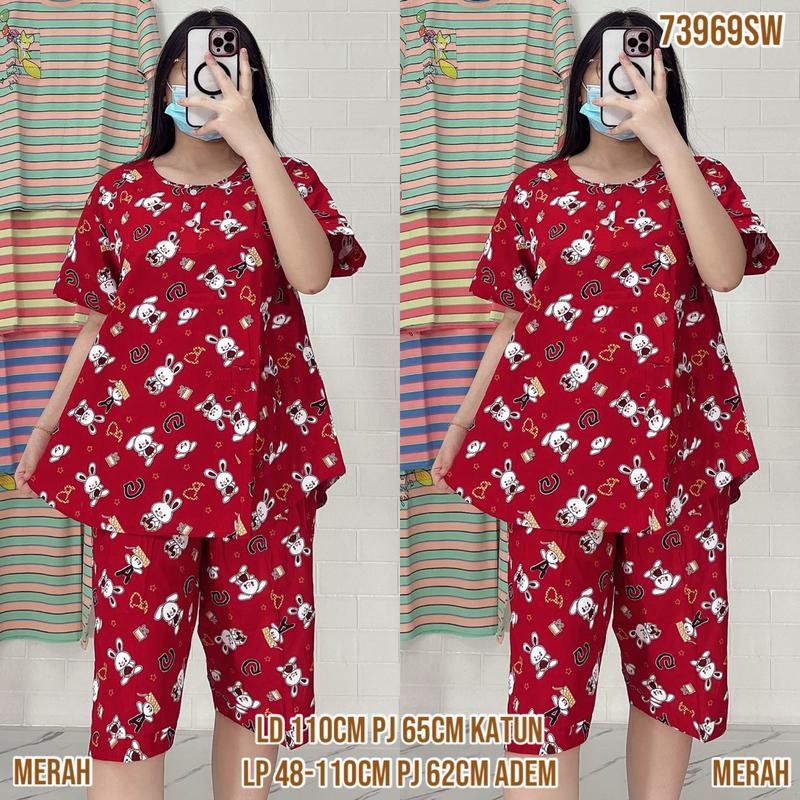 Baju Tidur Merlin BD Celana 3/4 Dewasa Setelan Katun Motif karakter  - Bahan Katun Premium 4