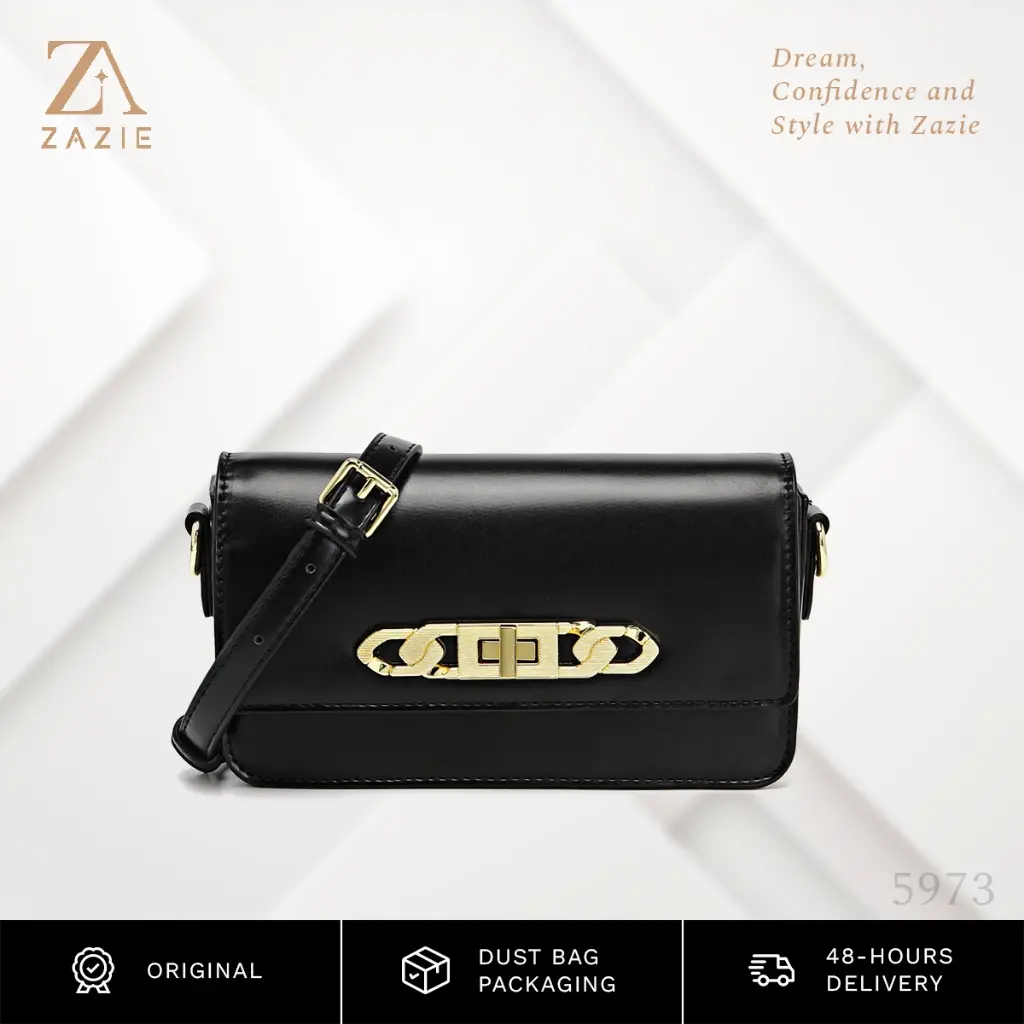 ZAZIE - JAKARTA CITY BAG (BLACK) Tas Wanita Fashion PU Leather