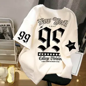 Kaos Distro Pria Wanita Oversize New York 99 College Division 1988 Streetwear Jersey Hitam Putih Unisex Cowok cewek Tshirt lengan pendek style kekinian