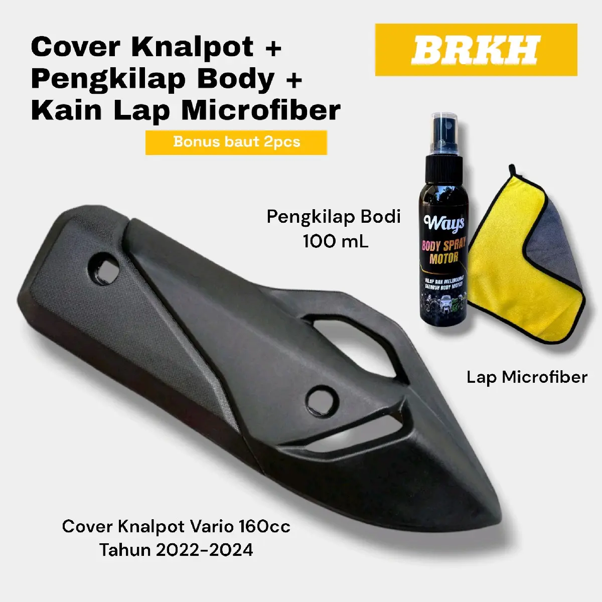 Cover Knalpot + Baut + Pengkilap + Lap Microfiber
