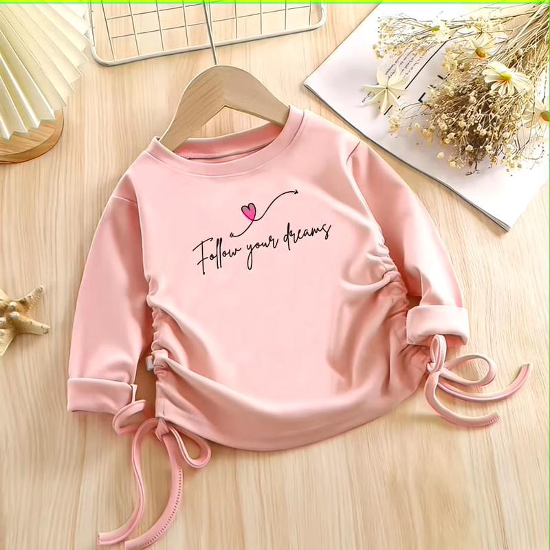 Kaos Anak Crop Usia 1 2 3 4 5 6 7 8 9 10 11 12 Tahun crop tangan panjang tali serut follow your dream 3