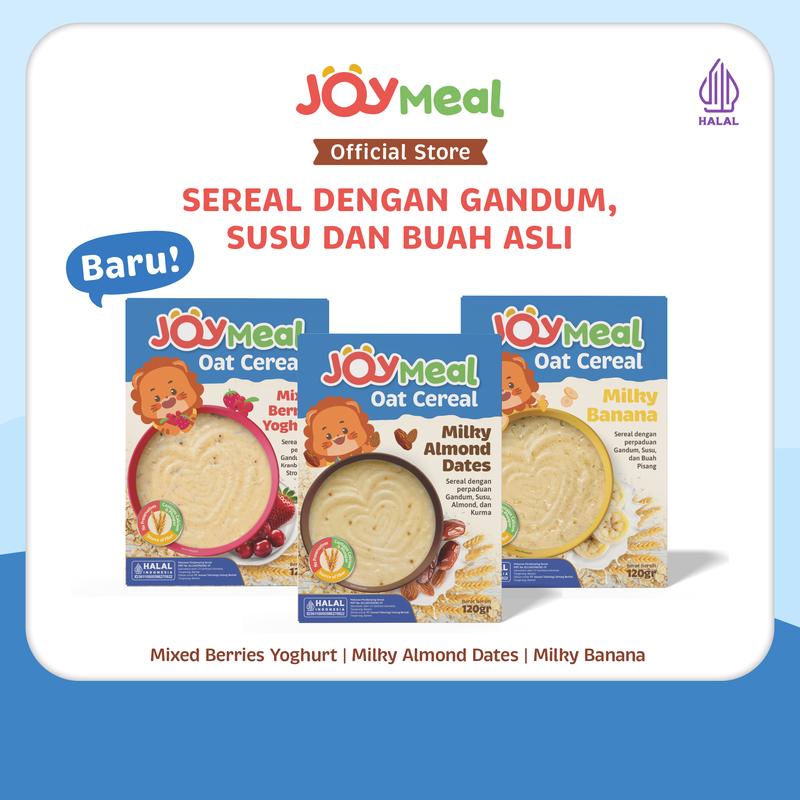 JoyMeal Oat Cereal 120gr | Bubur Sereal Bayi Perpaduan Gandum, Susu, dan Buah Asli 0