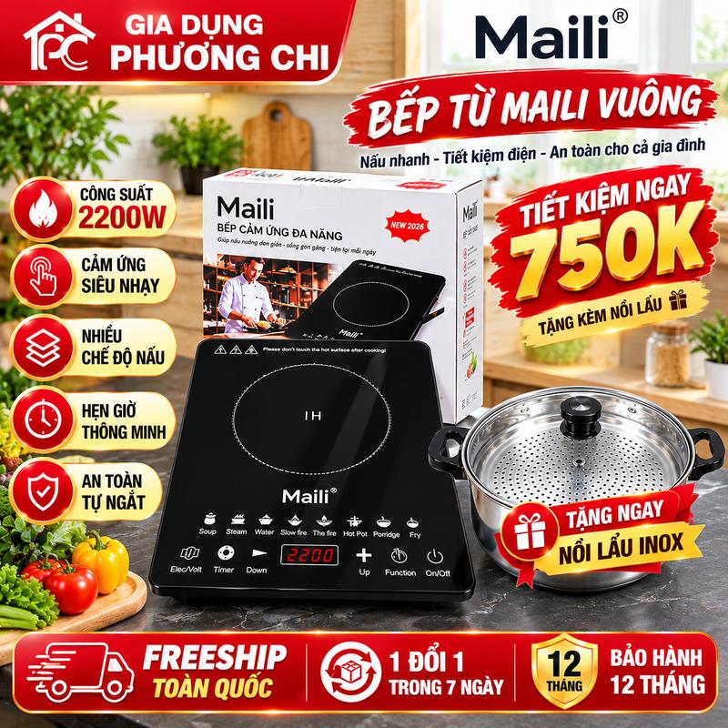 MUA 01 TẶNG 01 BẾP TỪ MAILI CÔNG SUẤT MẠNH 2200W - TẶNG NỒI LẨU INOX - CẢM ƯNG ĐA NĂNG