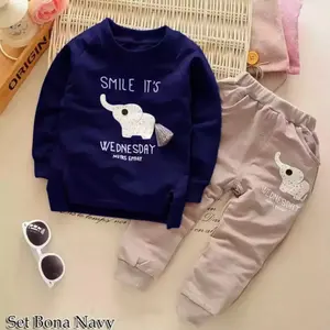 PAKAIANA ANAK UNISEX MOTIF GAJAH BAHAN BABYTERRY KARAKTER 1-6 TAHUN SETELAN SWEATER JOGER Bunda