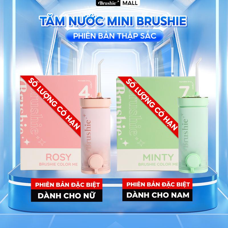 [LINK RẺ NHẤT] Tăm nước Brushie Thập sắc Phiên bản Pro - 10 màu sắc cá tính nhỏ gọn, tiện lợi hỗ trợ làm sạch hiệu quả [BẢO HÀNH 1000 NGÀY] - TẶNG 1 TÚI CANVAS + 1 MÓC KHÓA + 2 STICKER/CỜ TỔ QUỐC