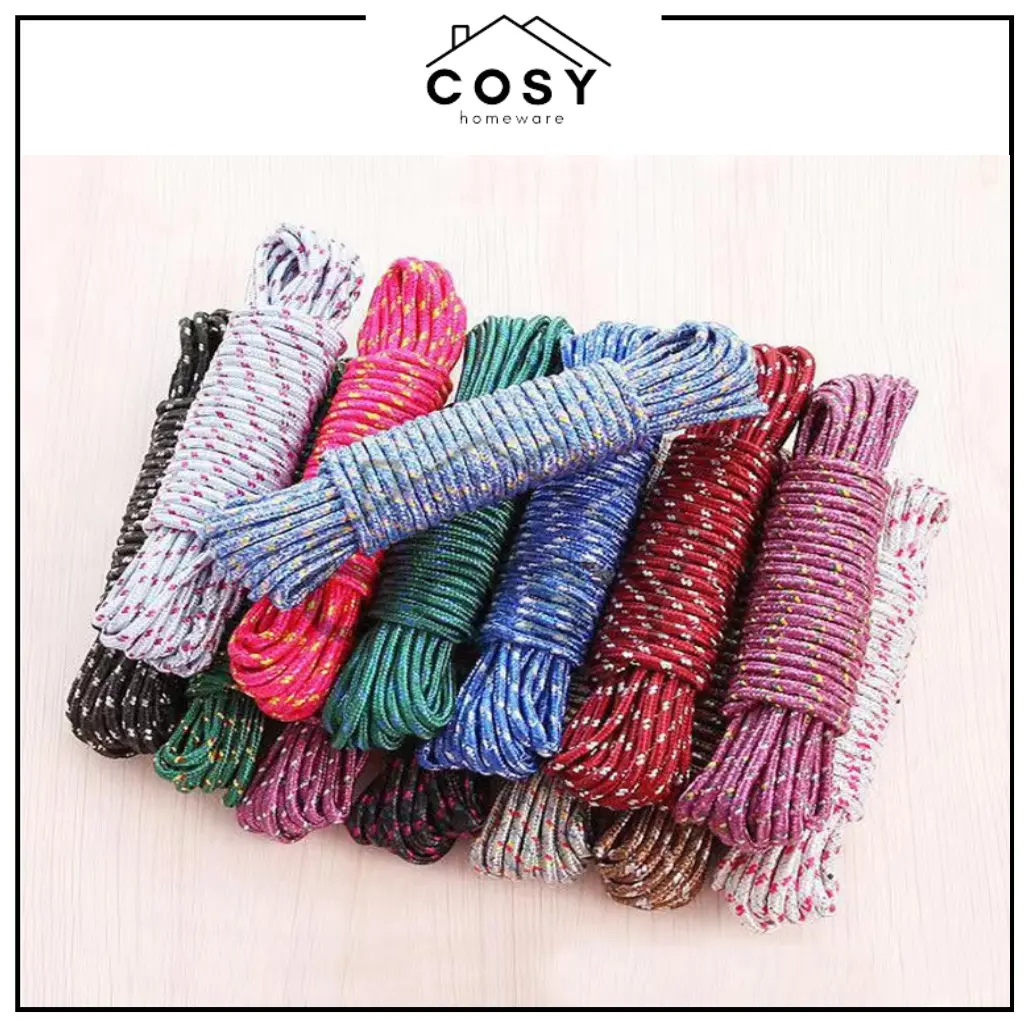 COSY Tali Jemuran Baju 10 meter Bahan Nilon / Tali Tambang Nylon Serbaguna Warna Warni