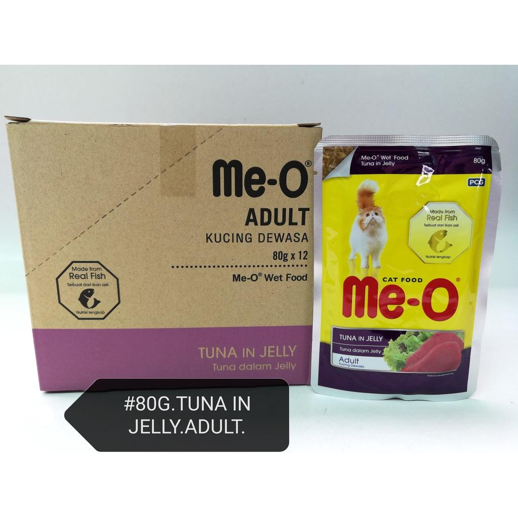 (12xPacks) Me-O Pouch Adult Wet Cat Food Feed 80gram Tuna Fish Makanan Kucing