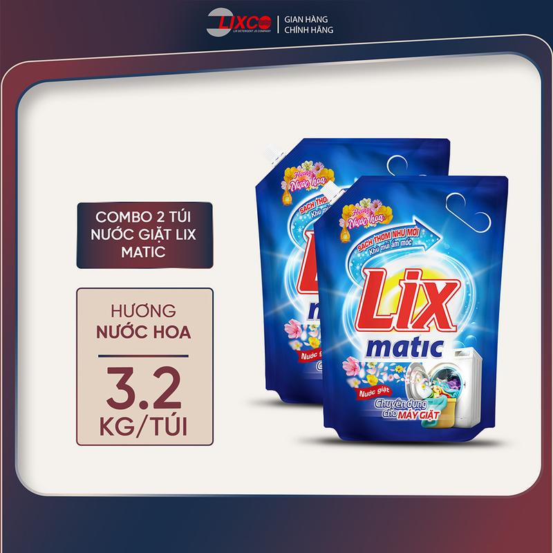   KOL  Combo 2 túi nước giặt Lix matic 3.2kg túi hương nước hoa 2C-NGM04 cho máy giặt cửa trước cửa trên 