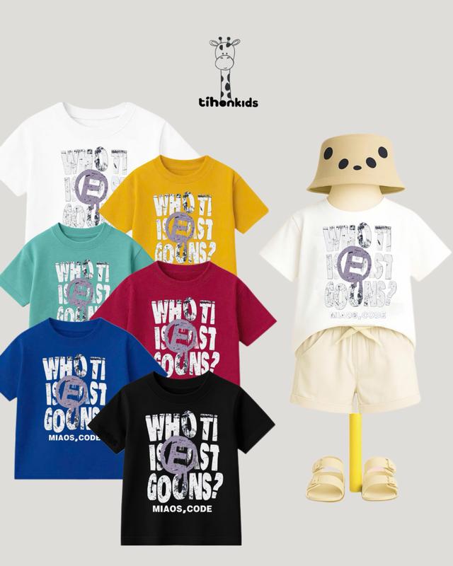   A24  TIHONKIDS - Áo Phông Trẻ Em In Chữ Phong Cách Cộc Tay Chất Cotton Mền Mịn | Hình In Cực Xinh Form Rộng Thoải Mái | Bé 2 - 8 Tuổi cờ Áo Phông Trẻ em 