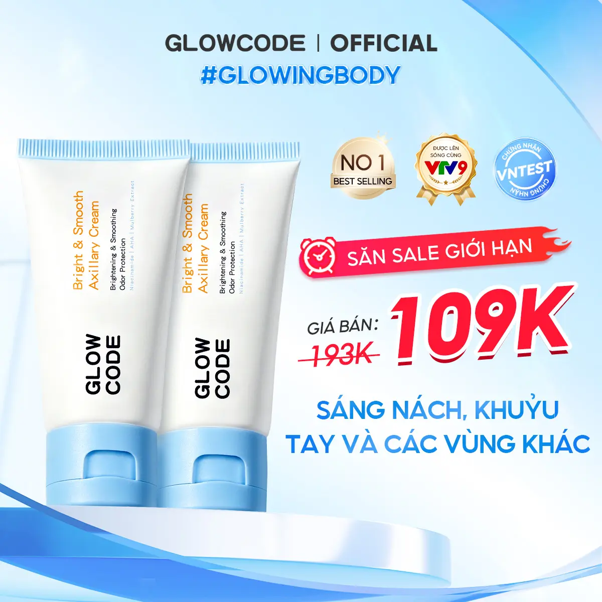 [MUA 2 GIẢM 10%] Combo 2 Kem body trắng da Glowcode hỗ trợ giảm thâm nách dưỡng ẩm body với Niacinamide body lotion