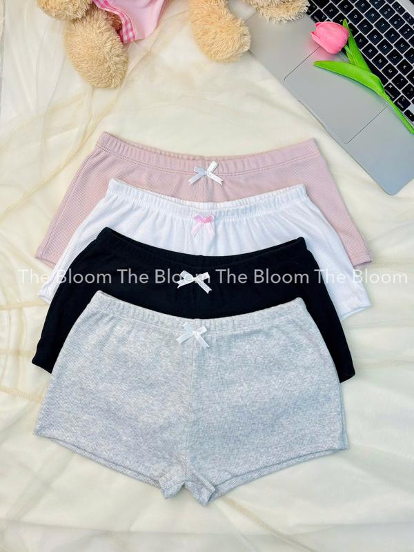Combo 2 quần thun mặc nhà dễ thương, quần đùi thun cạp thấp chất thun bogen THE BLOOM | Q009 Womenswear Áo Top Nhung đồ  macnha ngủ tí hon nữ woman voi