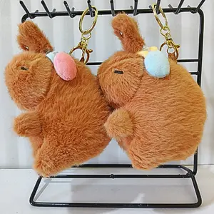 Gantungan Kunci Boneka Capybara Kuping Bisa Bergeak Bahan Lembut Premium Desain Baru Lucu untuk Hadiah Unik Ganci Ganci Ganci
