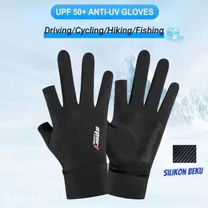 GF Sarung Tangan Motor Sepeda Pria Wanita Ice Silk Gloves Anti Slip Es Sutra Nyaman dan Bernapas Cewek Anti Air Setengah Jari S08