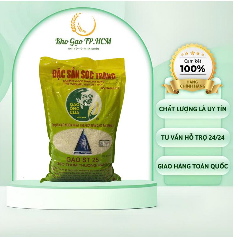 Gạo ST25 ÔNG CUA Hạng Nhất 5kg - Hương vị thơm ngon dẻo mềm chất lượng cao