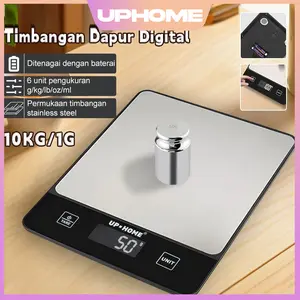 UPHOME Timbangan Dapur Digital 10kg/1g Stainless Steel With Tare / 5 Mode g, kg, oz, lb, ml / Timbangan Kue / Timbangan Emas Kitchenware